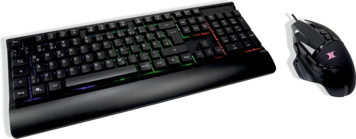 Inter-Tech KC-3000 Gaming Tastatur und Maus Set schwarz, USB, DE