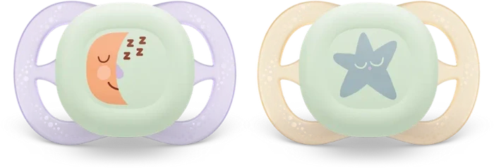 Philips Avent SCF075/07 ultra start Nighttime Beruhigungsschnuller, 0-2M, Silikon, orange/violett, 2 Stück
