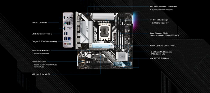ASRock B760M Pro RS/D4 (Intel 1700)