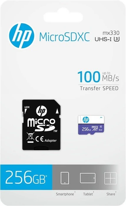PNY HP mx330 R100 256GB Kit, UHS-I U3, Class 10