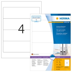 Herma Ordneretiketten, 59x192mm, weiß, matt, 100 Blatt (400 Etiketten)