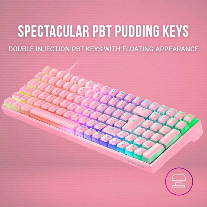 Mars Gaming MKULTRA, rosa, LEDs RGB, Gaote Outemu SQ BLUE, USB, ES/US
