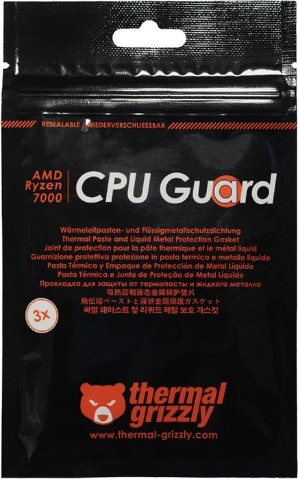 Thermal Grizzly AMD Ryzen 7000 CPU Guard, Wärmeleitpasten-Dichtblende, schwarz/rot/grau, 3er-Pack