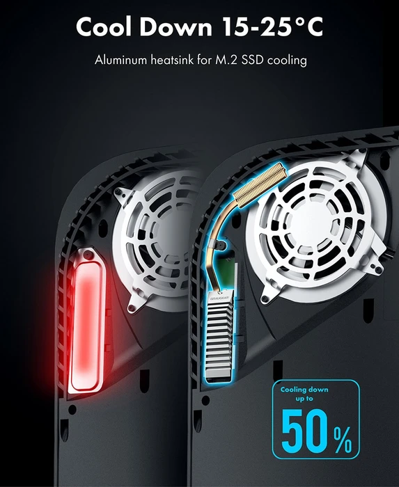 Graugear G-PS5HS01-Cov, Heatpipe-Kühler für PS5 Speichererweiterung, mit Abdeckung
