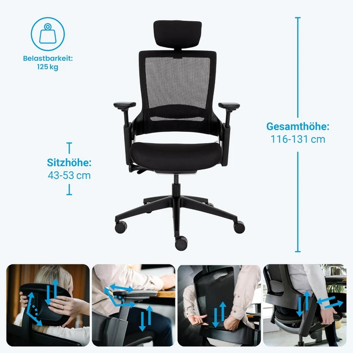 Ergotopia NextBack Bürostuhl, schwarz