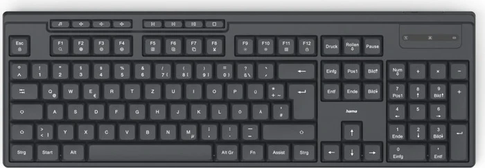 Hama WK-200 Funktastatur, schwarz, USB, DE