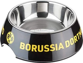 Hunter BVB Melamin-Napf, Futternapf, Trinknapf für Hunde und Katzen, herausnehmbarer Edelstahlnapf, 700ml, schwarz/gelb