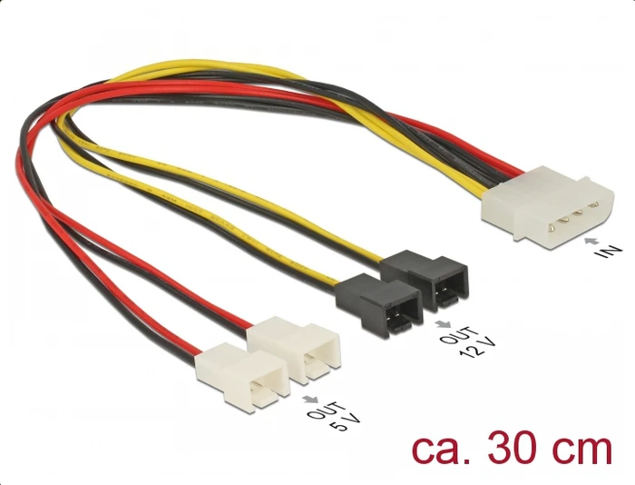 DeLOCK Molex auf 4-Pin Adapter, 30cm/30cm