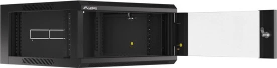 Lanberg WFFA Series 19" Rack Wandschrank 4HE, hängend, Flatpack, Glastür, IP20, RAL 9004, 600mm tief