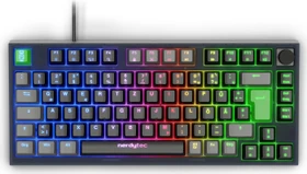 nerdytec Cykey QMK/VIA Gaming Keyboard, 75%, schwarz/transluzent, LEDs RGB, hot-swap, Gateron G Pro 3.0 YELLOW, USB, DE (NT-KEY-CYKEY-DE-Black-215)