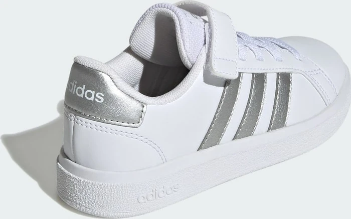 adidas Grand Court Court Elastic Lace and Top Strap cloud white/matte silver (Junior)