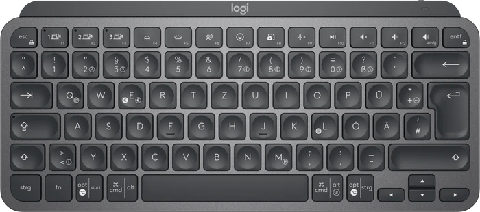 Logitech MX Keys Mini for Business, LEDs weiß, Logi Bolt, Graphite, schwarz, USB/Bluetooth, DE
