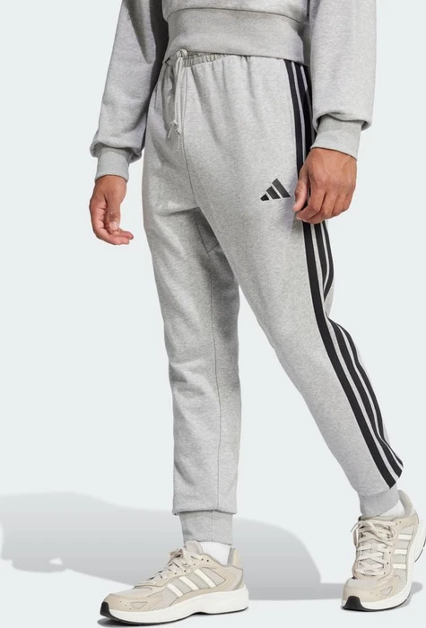 adidas Essentials 3-Streifen French Terry Trainingshose lang medium grey heather/black (Herren)