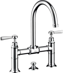 Hansgrohe Axor Montreux 2-Griff Waschbeckenarmatur 220 mit Hebelgriffen und Ablauffernbedienung brushed brass