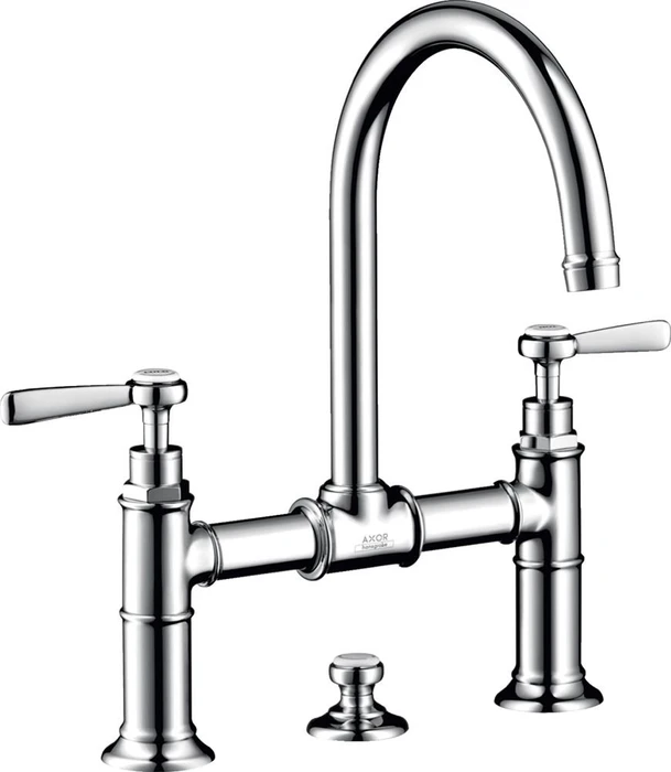 Hansgrohe Axor Montreux 2-Griff Waschbeckenarmatur 220 mit Hebelgriffen und Ablauffernbedienung brushed brass