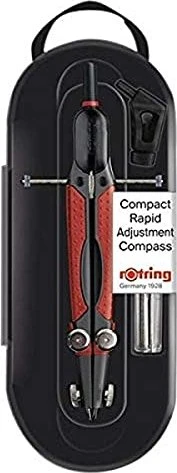 rOtring Compact Schnellverstellzirkel, silber/schwarz, Klarsichtetui