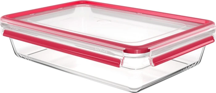 Emsa Clip&Close Glas rechteckig Aufbewahrungsbehälter 3l rot