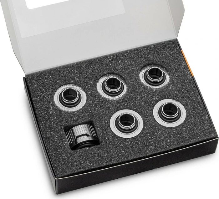 EK Water Blocks Quantum Line EK-Quantum Torque HDC 14 Fitting G1/4" auf 14mm, schwarz vernickelt, 6er-Pack