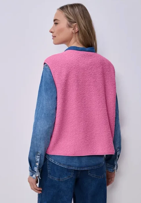 Street One V-Neck aus Teddy-Material Weste ibis rose (Damen)
