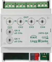 Lingg & Janke KNX Jalousie-/Rollladenaktor 4-fach, 6A, 4TE REG, Schaltaktor (Q79433)