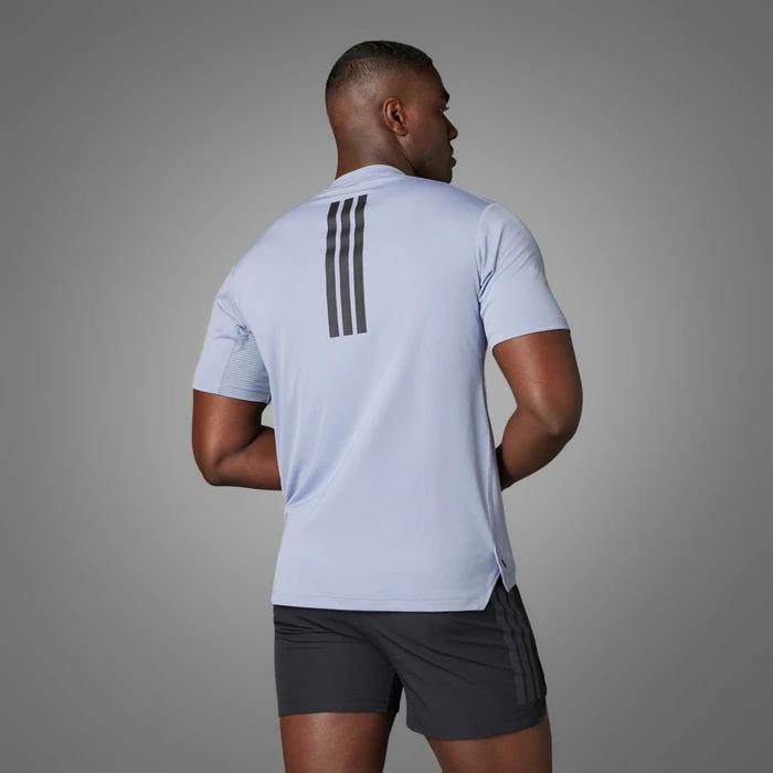 adidas Power 3-Streifen Funktionsshirt kurzarm silver violet (Herren)