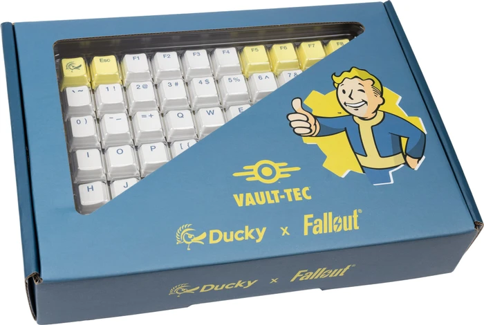 Ducky x Fallout Vault-Tec Keycap Set, Kunststoff (PBT) Double-Shot, weiß/gelb, 132 Tasten, ANSI-US
