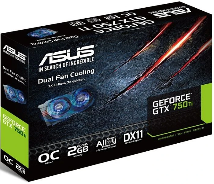 ASUS GeForce GTX 750 Ti OC, GTX750TI-OC-2GD5, 2GB GDDR5, VGA, 2x DVI, HDMI