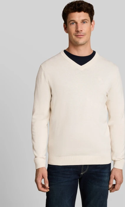 Tom Tailor Strickpullover mit V-Ausschnitt aus Baumwolle Strickpullover weiß (Herren)