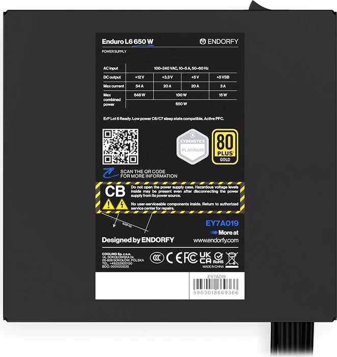 Endorfy Enduro L6 650W, ATX 3.1