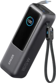 Anker Powerbank (25K, 165W, Integriertes + einziehbares Kabel) schwarz