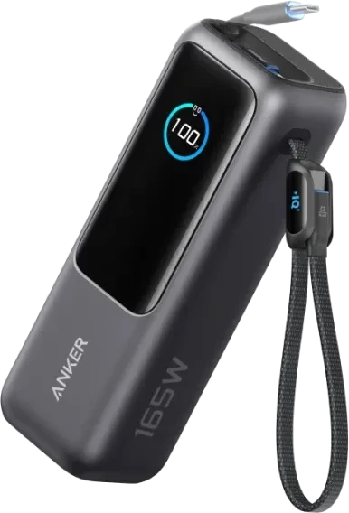 Anker Powerbank (25K, 165W, Integriertes + einziehbares Kabel) schwarz
