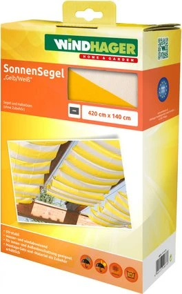 Windhager Seilspanntechnik Sonnensegel 420x140cm gelb/weiß