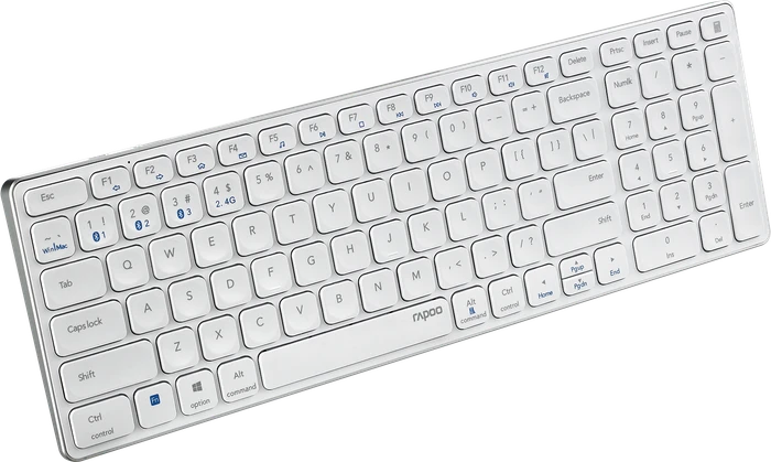 Rapoo E9700M Multi-mode Wireless Ultra-slim Keyboard, weiß, USB/Bluetooth, DE