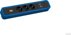 Bachmann Primo 2, 3-fach, 1x USB-A/1x USB-C, 2m, blau/schwarz