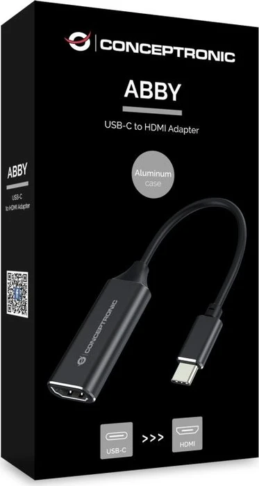 Conceptronic ABBY03B USB-C 3.0 [Stecker] auf HDMI [Buchse] 4K, 30Hz, Adapterkabel, schwarz, 15cm
