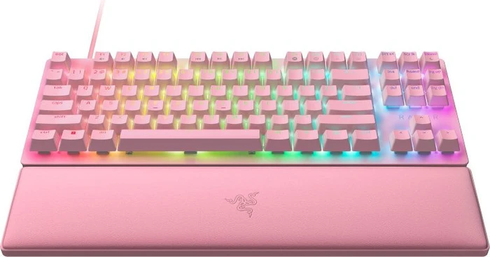 Razer Huntsman V2 TKL Quartz Pink, LEDs RGB, Razer Linear Optical Gen-2 RED, USB, US