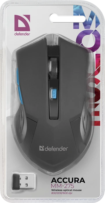Defender Accura MM-275 Wireless Optical Mouse schwarz/blau, USB