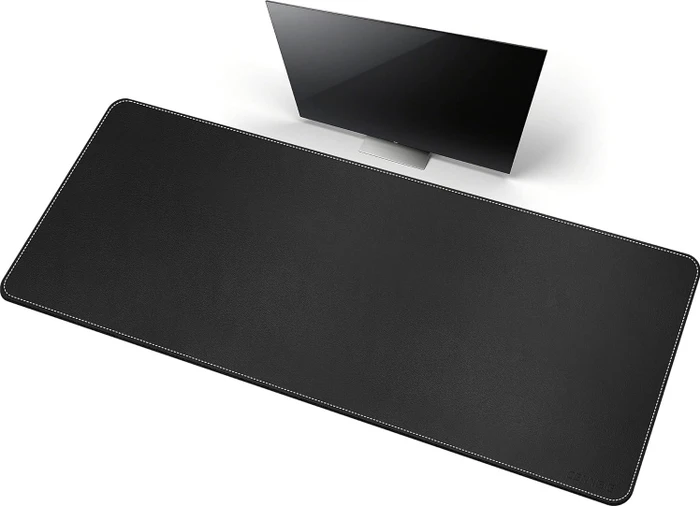 Cennbie Schreibtischunterlage Leder, Mauspad XXL, 1700x600mm, schwarz