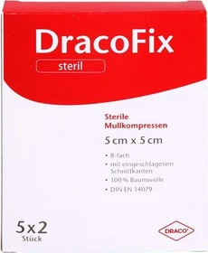 Dr. Ausbüttel DracoFix Peel Mullkompressen steril 8-fach, 5 x 5cm, 10 Stück