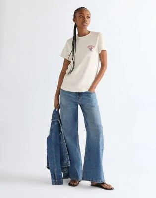 Wrangler Round T-Shirt kurzarm worn white (Damen)