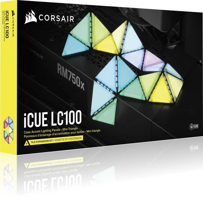 Corsair iCUE LC100 Case Accent Lighting Panels Mini Triangle Expansion Kit, RGB-Beleuchtung, 9er-Pack, schwarz