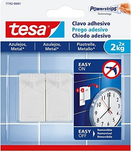 tesa Powerstrips Klebenagel für Fliesen und Metall, 2,0 kg