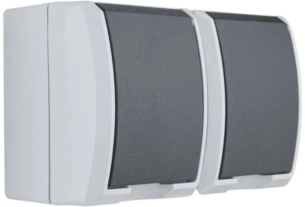 REV Ritter AquaForm Steckdose 2-fach AP IP44, grau
