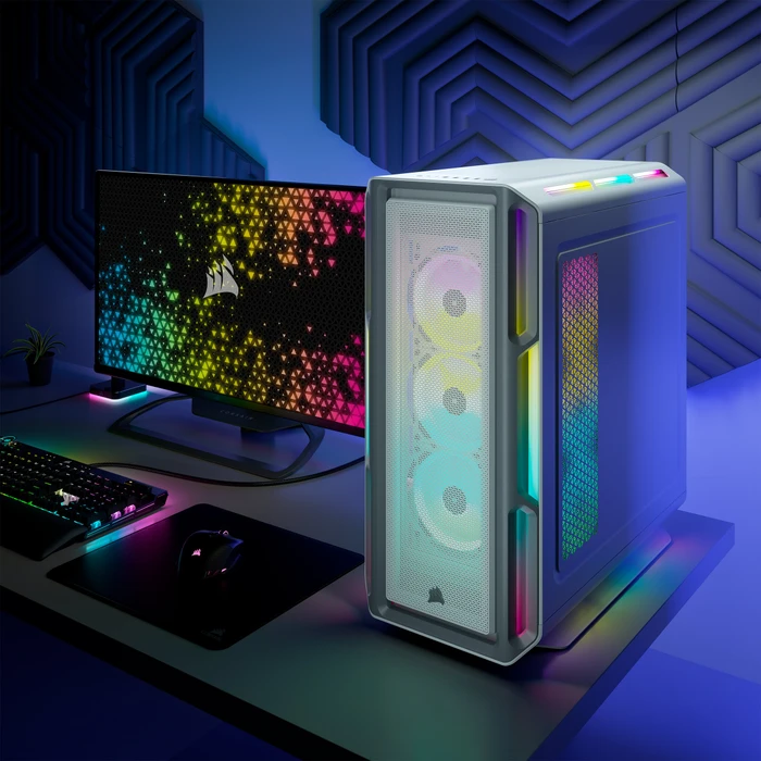 Corsair iCue 5000T RGB TG, weiß, Glasfenster