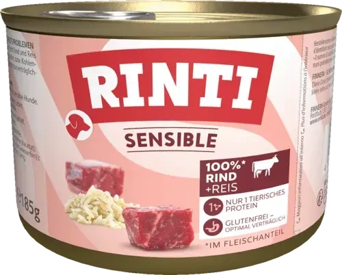 Finnern Rinti Sensible Rind und Reis, 4.44kg (24x 185g)