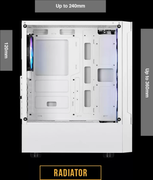 Gamdias Talos E3 Mesh, weiß, Glasfenster