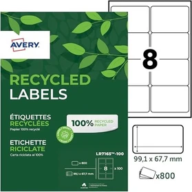 Avery-Zweckform Versandetiketten Recycling, 99.1x67.7mm, weiß, 100 Blatt (800 Etiketten)