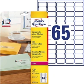 Avery-Zweckform Adressetiketten, 38.1x21.2mm, transparent, 25 Blatt (1625 Etiketten)