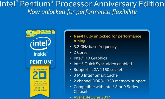 Intel Pentium G3258 Anniversary Edition, 2C/2T, 3.20GHz, tray