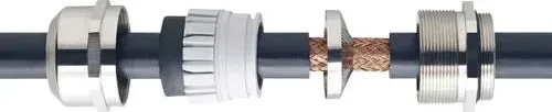 Wiska EMSKE-L 20 EMV-S Ex-EMV-Kabelverschraubung mit Kontaktfedereinsatz, Messing vernickelt, M20, lang
